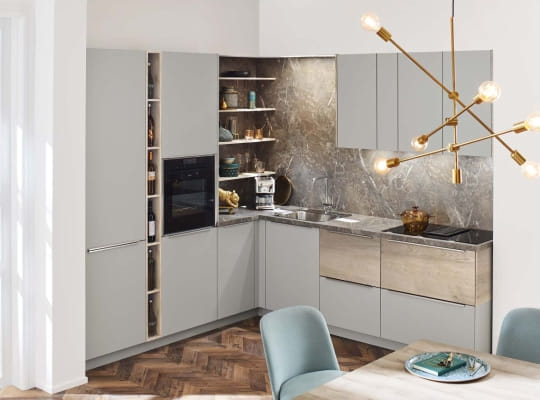 Cuisine Arte B 3389 graphite mat avec chêne clair structuré