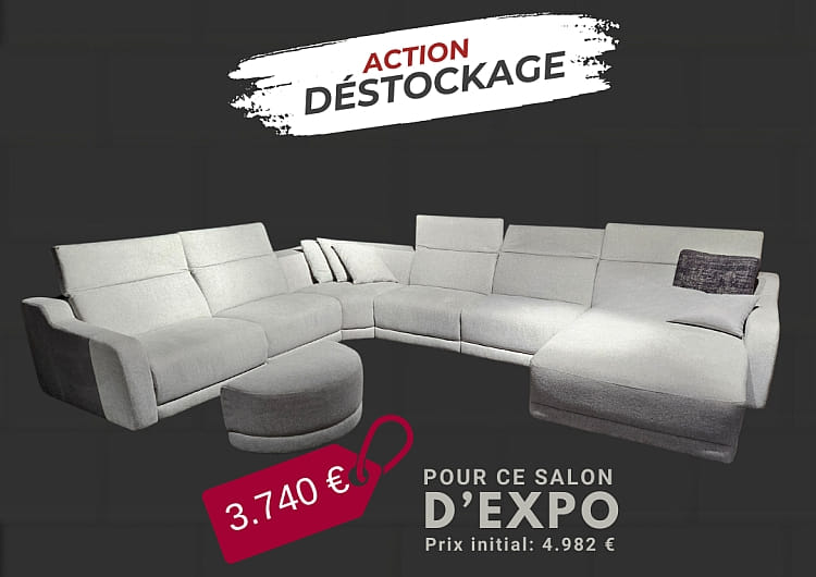 Déstockage salon d'angle en tissu