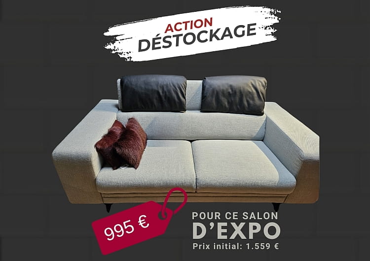 Déstockage canapé tissu bleu clair