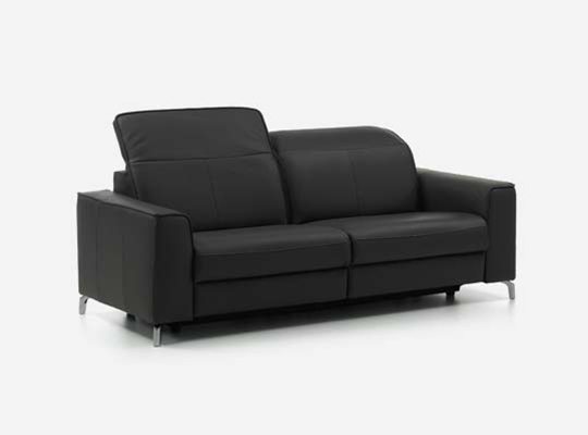 Divan 2x en cuir noir aussi disponible avec fonction relax