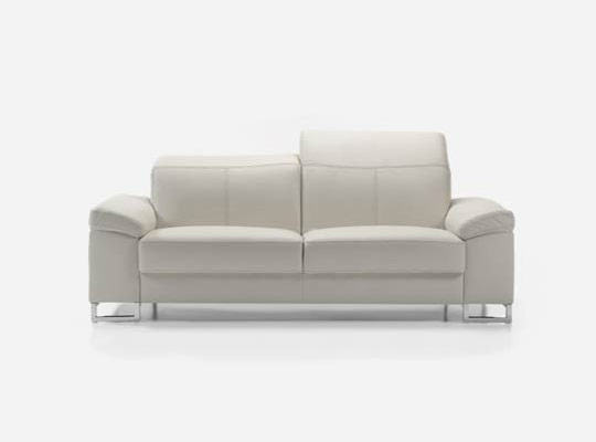 Fauteuil sofa blanc en cuir 2 places ROM modèle Deimos Montana