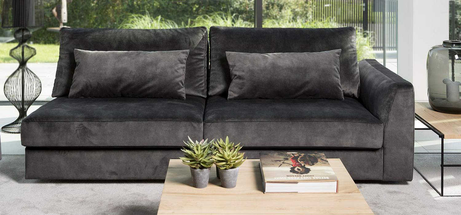 Sofa en tissu noir Adino